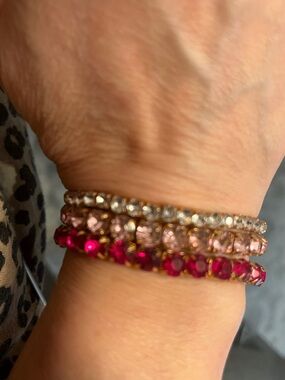 💎 3/$15 B59 NWT JOE FRESH 3 Strong Crystal Stretch Bracelet MSRP $10